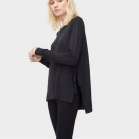 UGG Quincy Bow Tie Side Black Terry Sweatshirt Relaxed Fit  Sz L - Picture 2 of 13